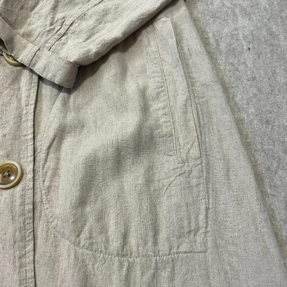 Free People Sweet Melody Trench Coat Size XS Natural Beige Linen Blend Duster - Picture 8 of 12